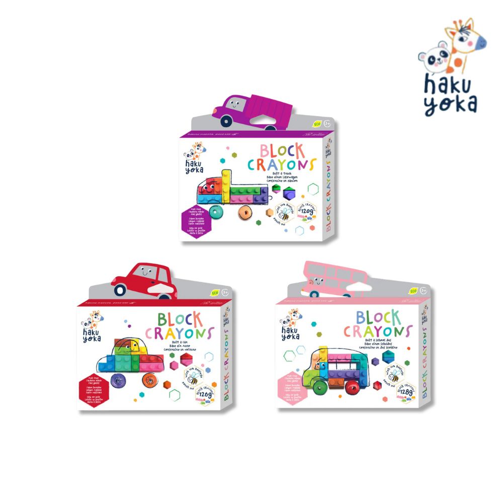 積木蠟筆 - 交通工具系列(三款)-汽車/校車/卡車