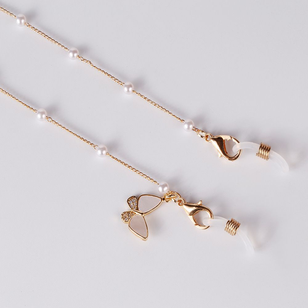 時尚珍珠金鏈口罩/眼鏡掛鏈-珍珠 (總長64cm)