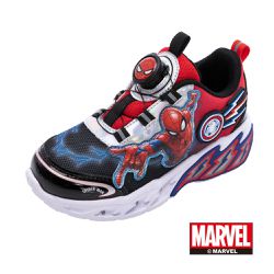 漫威MARVEL - 蜘蛛人 童鞋 輕量旋轉扣電燈運動鞋 MNKX45172-便利旋轉鞋扣，快速穿脫-紅黑-(中大童段)