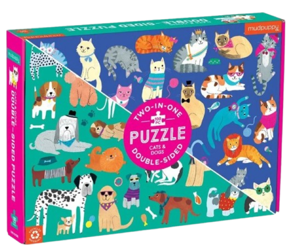 雙面拼圖-貓狗大集合100片 (33x24x5.6)
