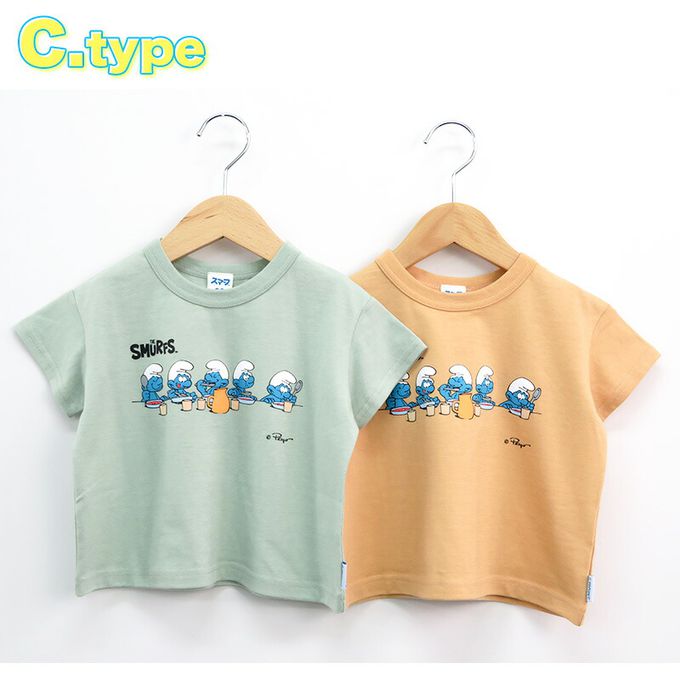 日本 ZOOLAND - 藍色小精靈聯名純棉短T-A四格大頭-白