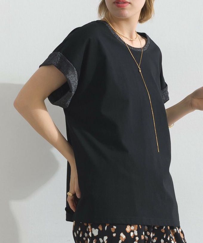 日本 le colis - 光澤滾邊舒適休閒法式袖上衣-白