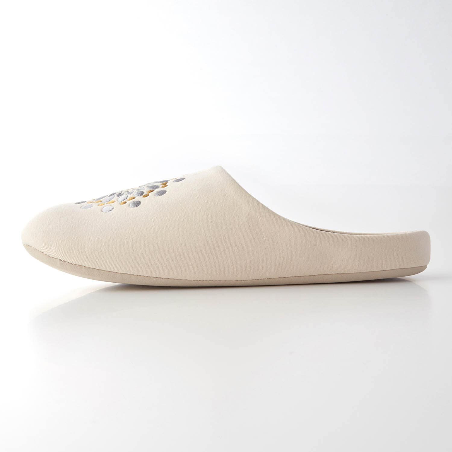 日本千趣會 - 北歐風 刺繡麵包室內拖鞋-煙火-芥末黃