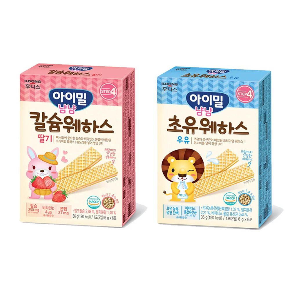 韓國Ildong Foodis日東 - 藜麥威化餅二入組-初乳牛奶*1+草莓*1