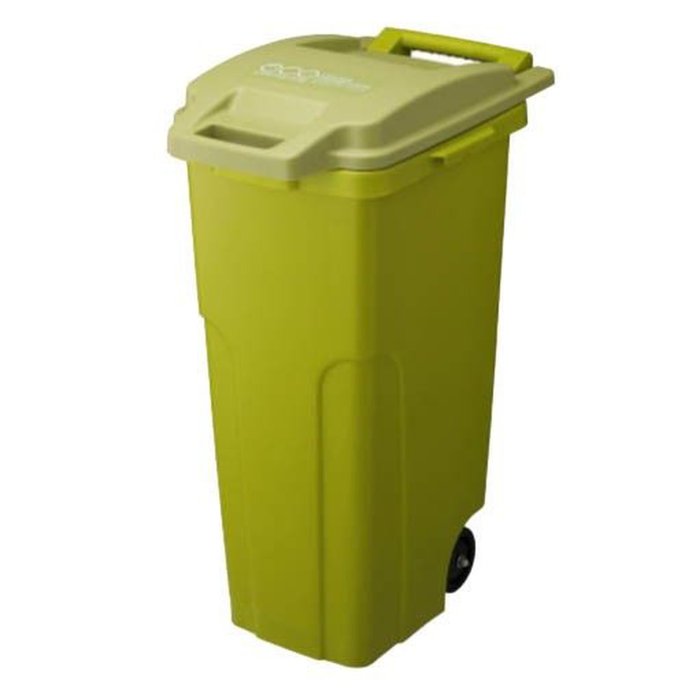 日本 RISU - 機能型戶外拉桿式防臭垃圾桶-橄欖黃綠-70L