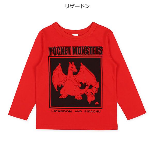 日本西松屋 - 寶可夢 圓領印花長袖上衣-紅蓮鎧騎-卡其