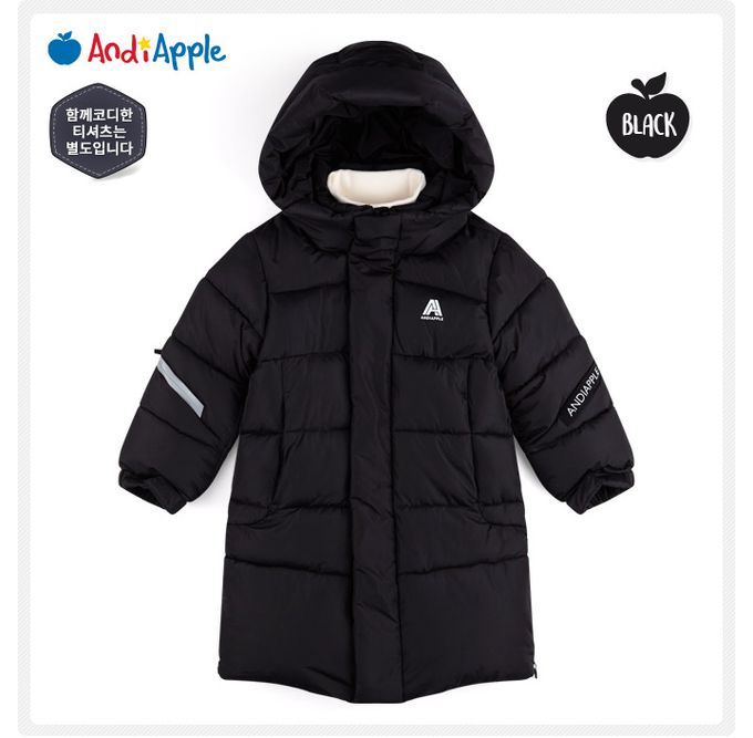 韓國 AndiApple - 蓬鬆科技羽絨連帽連身外套-黑