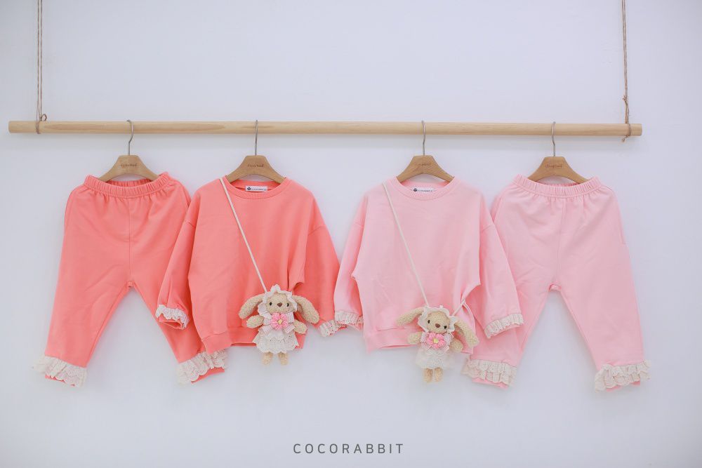 韓國 Coco rabbit - 兔子娃娃/包包蕾絲裝飾套裝-淺粉紅