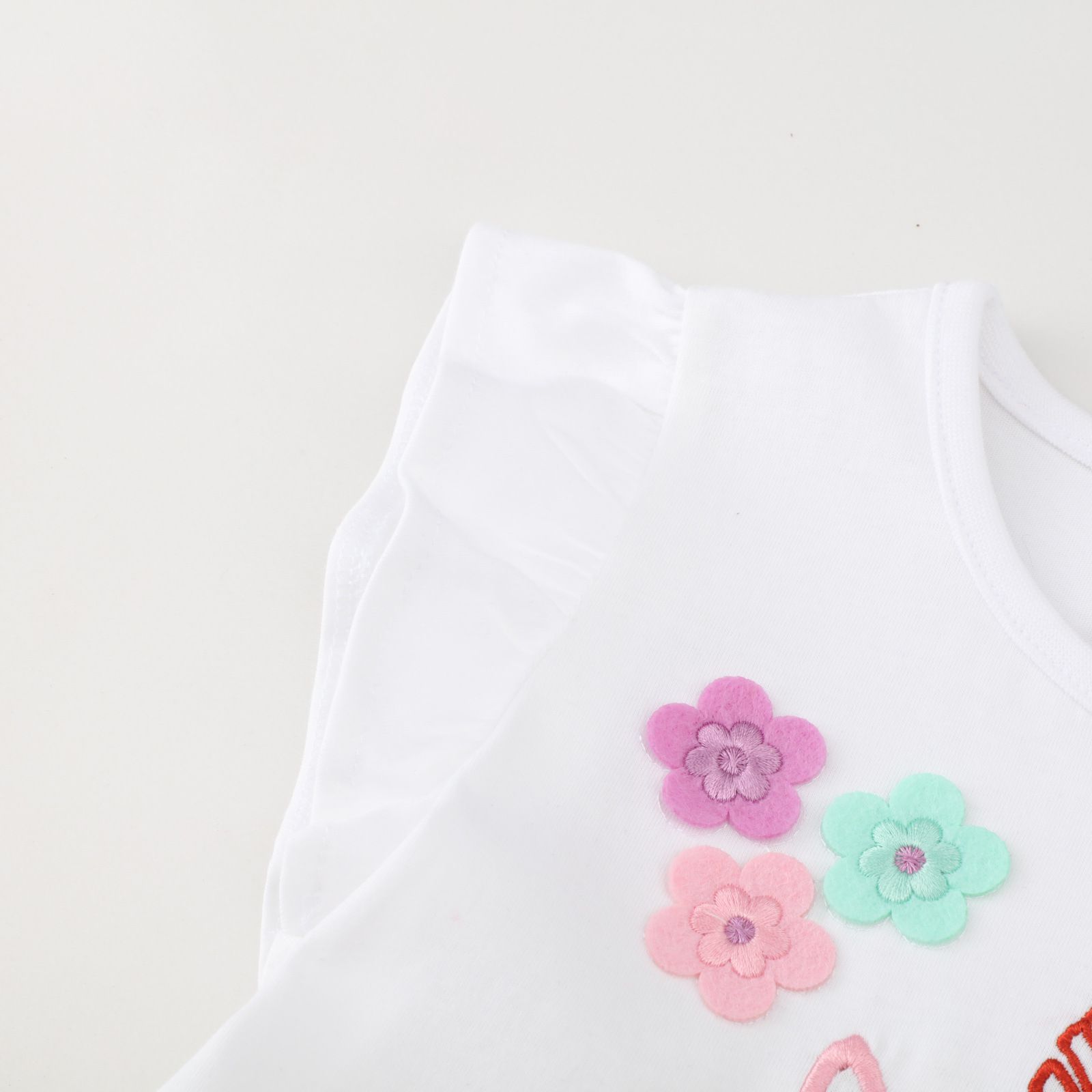 Jumping meters - 圓領小飛袖網紗洋裝-繽紛眨眼獨角獸-白色