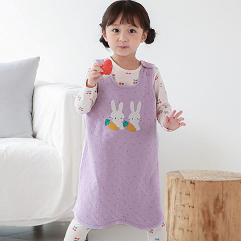 韓國 Ppippilong - 鋪棉保暖防踢被-紫色小兔