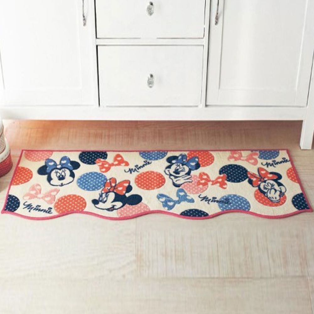 日本千趣會 - 迪士尼 日本製 長條型腳踏墊(廚房/臥室)-繽紛點點米妮