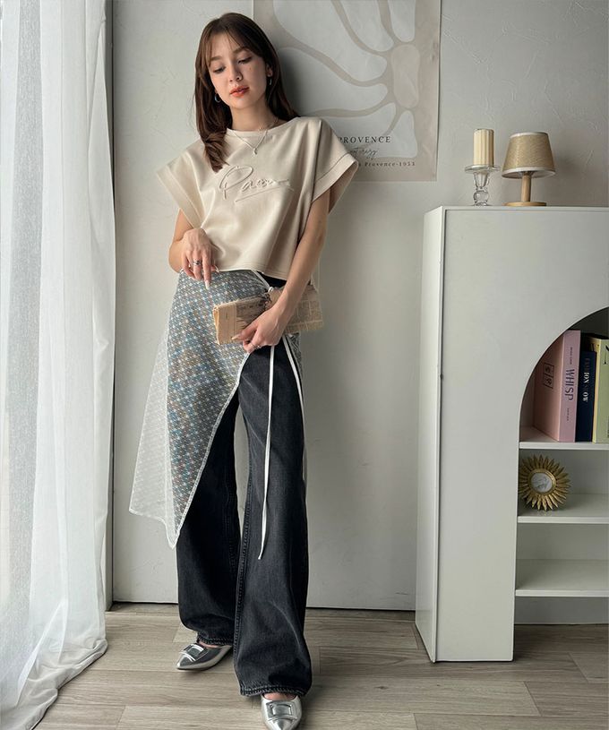 日本 Classical Elf - Java 低調logo印花寬短袖上衣-炭灰