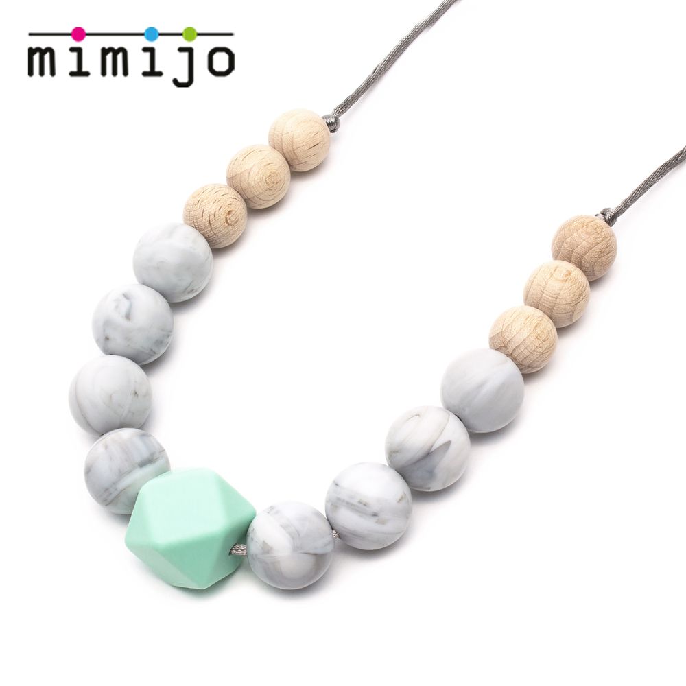 MIMIJO - 媽媽項鍊 鉑金矽膠-粉綠色