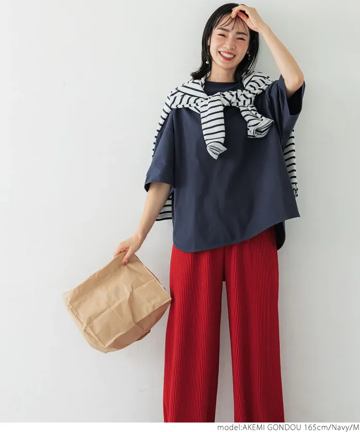 日本 COCA - 100%美國棉 落肩寬袖上衣-米白