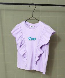 日本 BREEZE - 華麗感荷葉邊一分袖上衣-炭黑