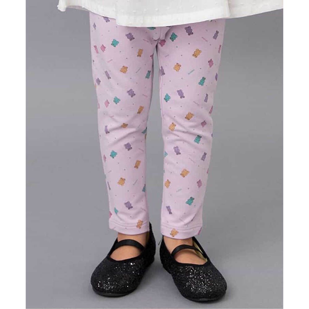 DAISUKI 百搭鬆緊彈性九分褲-小熊軟糖-粉紫