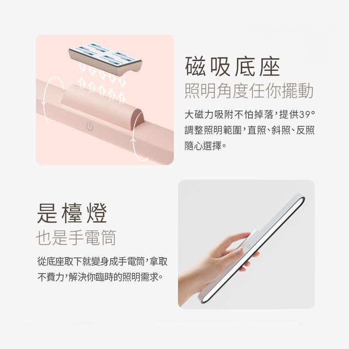 Muigic沐居 - VN004 高質感USB充電磁吸式護眼檯燈 (粉)