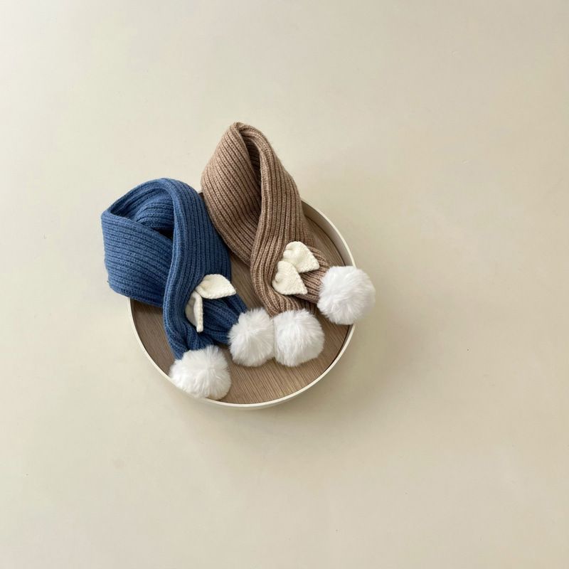 Q萌造型針織絨毛圍脖-小耳朵-咖啡色 (70x8cm)