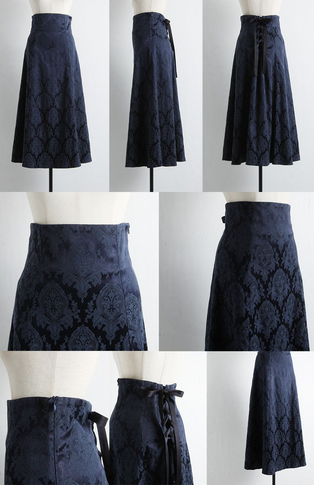 日本 tocco-closet - 後綁帶歐風修身長裙-海軍藍