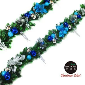 MODACore 摩達客 - 摩達客★台灣製9尺(270cm)聖誕裝飾樹藤條 (銀藍色系) (免組裝/可彎曲調整) 可掛門邊/窗邊/牆沿_本島免運費