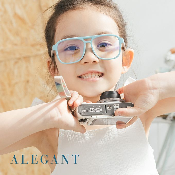 ALEGANT - 飛行樂園海藻藍兒童專用輕量矽膠彈性飛行員UV400濾藍光眼鏡