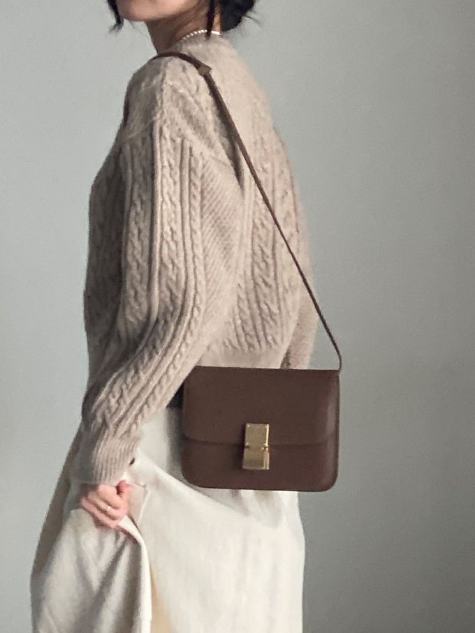 韓國女裝連線 - 麻花捲鈕扣無領針織外套-摩卡咖 (FREE)