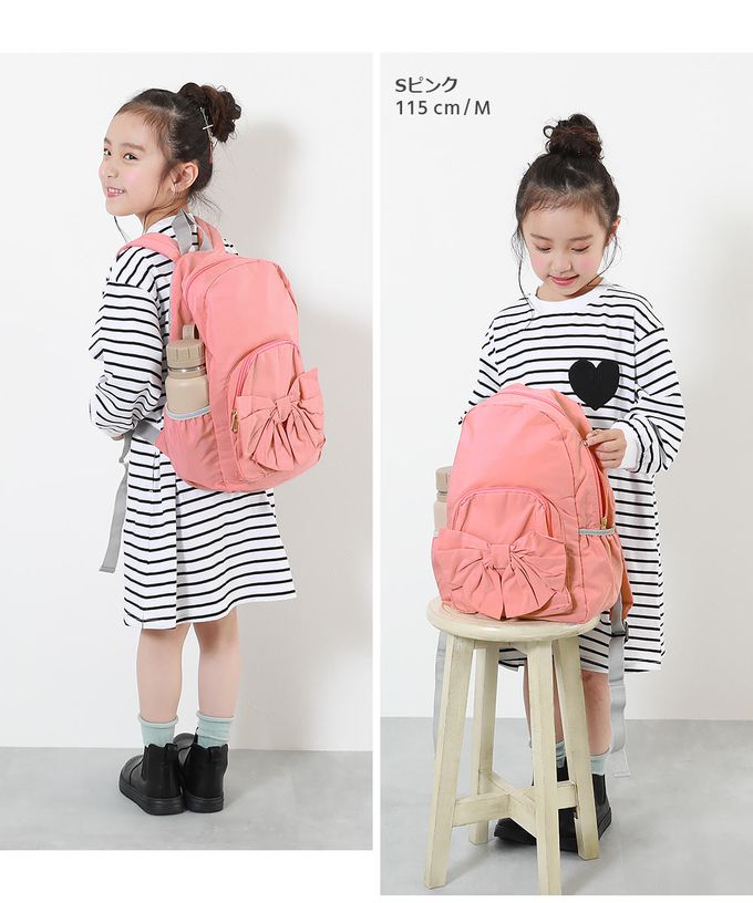 日本 devirock - 可愛蝴蝶結方便收納背包-海軍藍