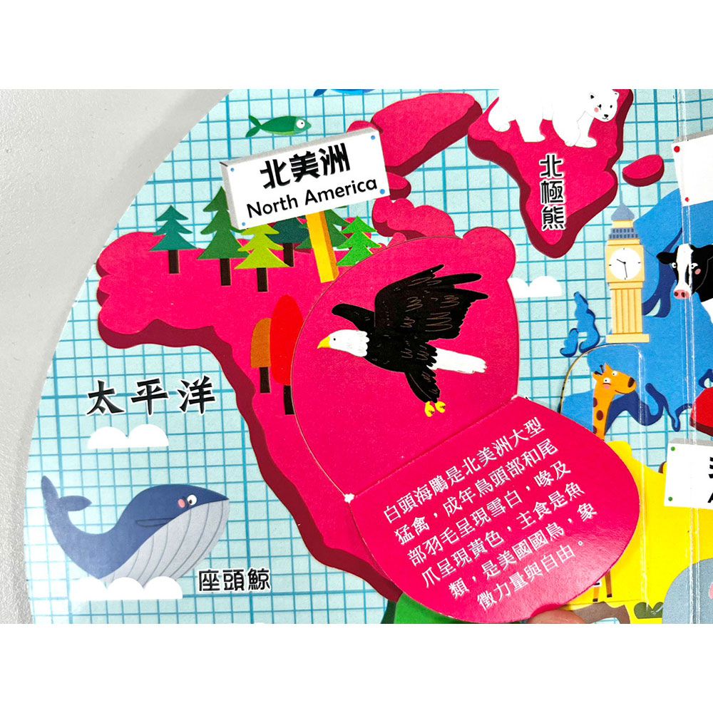 3D世界地圖小百科:動物星球大冒險【贈立體地球小書】｜媽咪愛