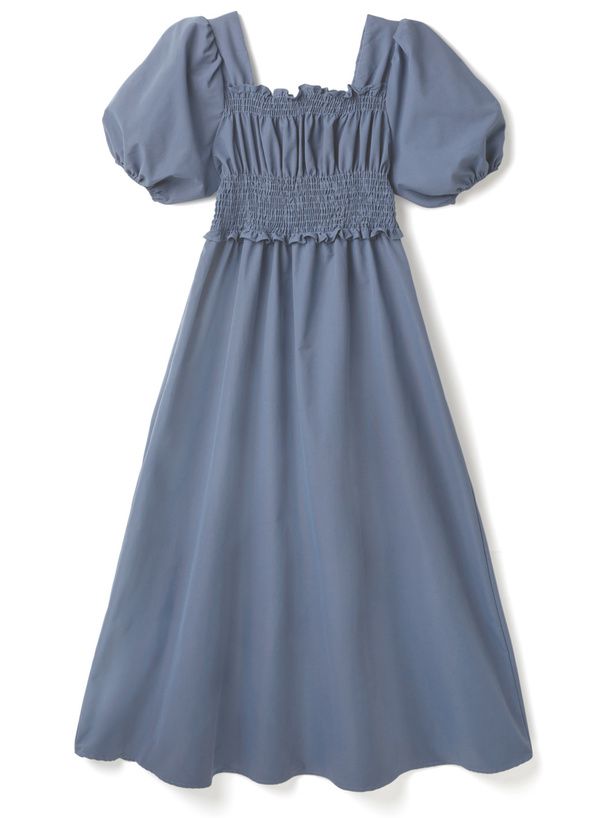 日本 GRL - 優雅公主方領泡泡袖洋裝-奶茶杏 (M)