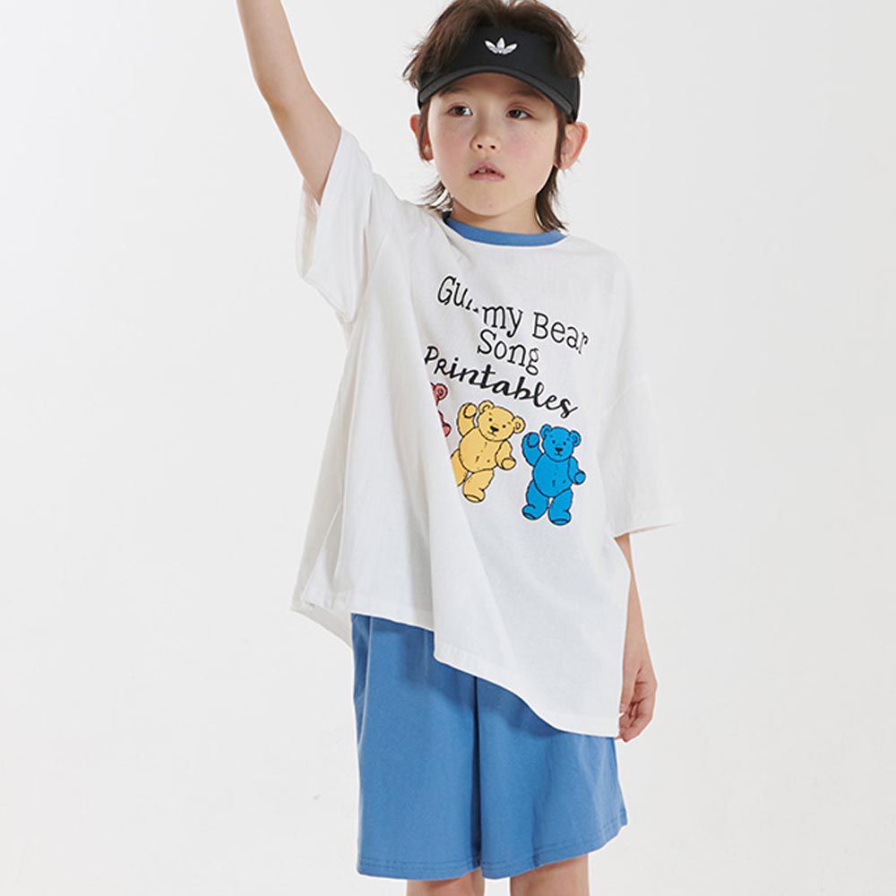 韓國 W.S.B. - 玩偶熊熊短袖套裝-灰藍