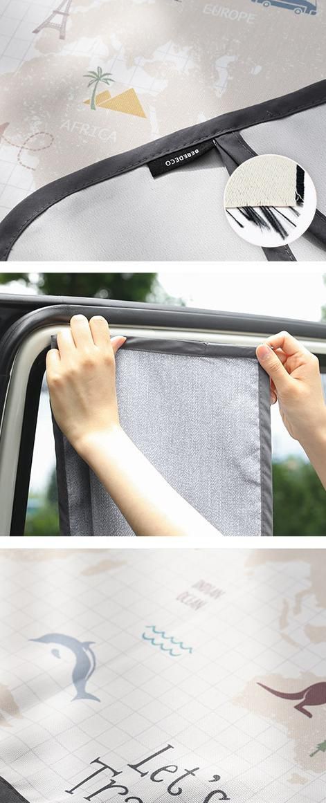 韓國 Bebe Deco - 三層遮光磁鐵遮陽窗簾-環遊世界 (65*45cm)