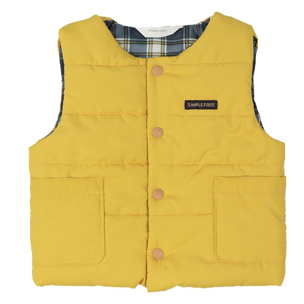 鋪棉背心-素面-芥末黃色