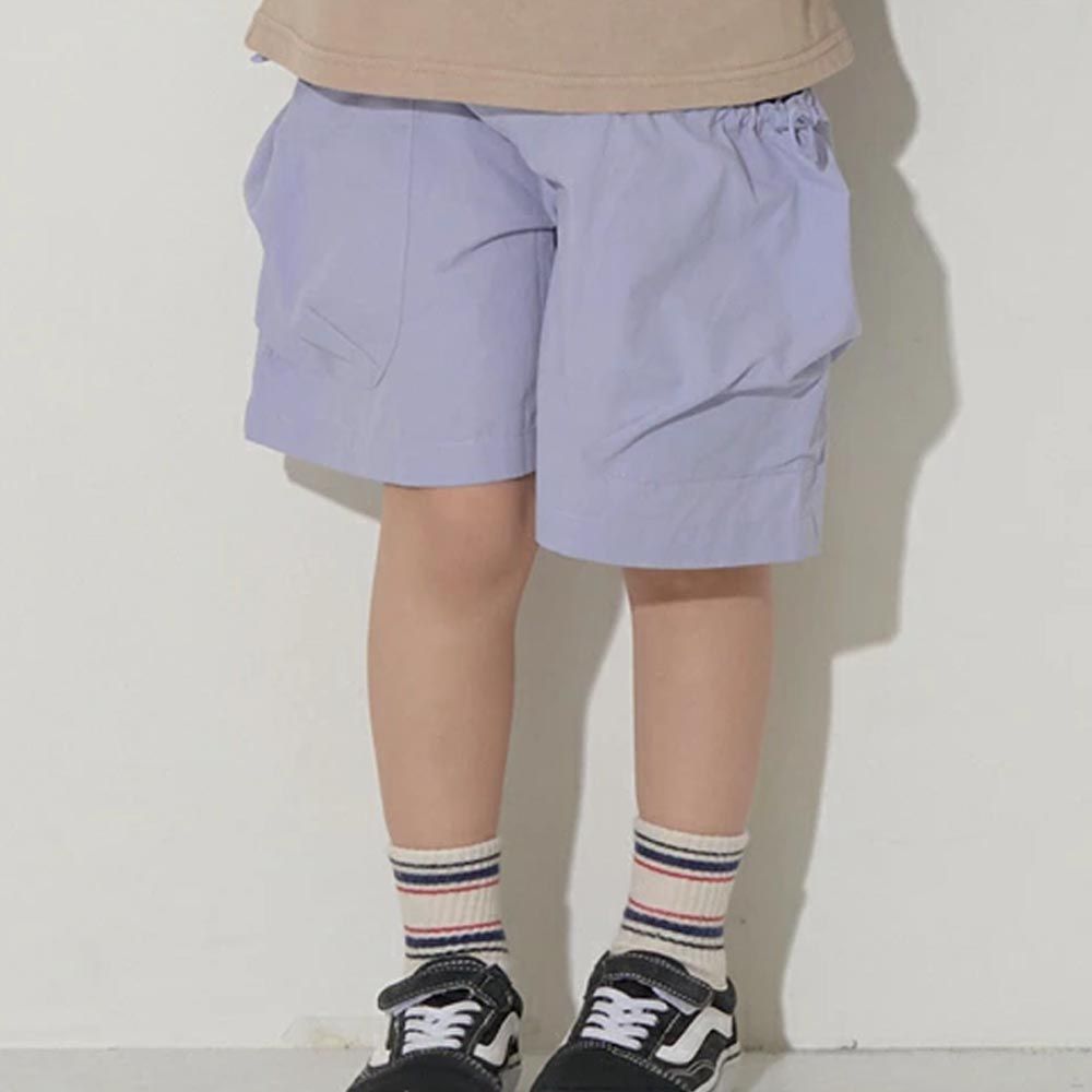 日本 b-ROOM - 大口袋寬鬆工裝風短褲-灰藍