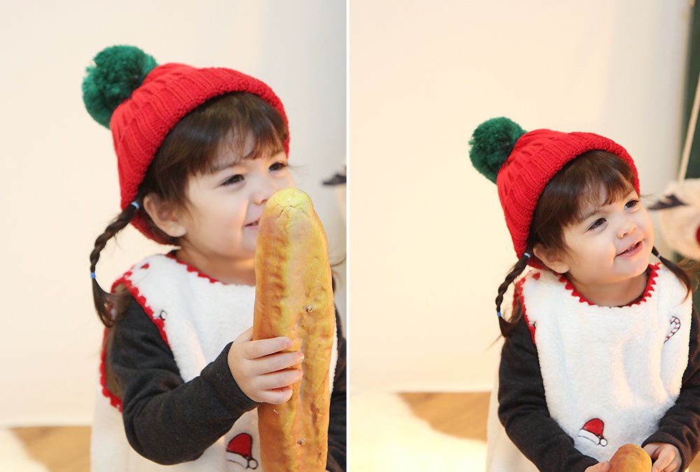 韓國 Babyblee - 大毛球針織毛線帽-藍 (FREE)