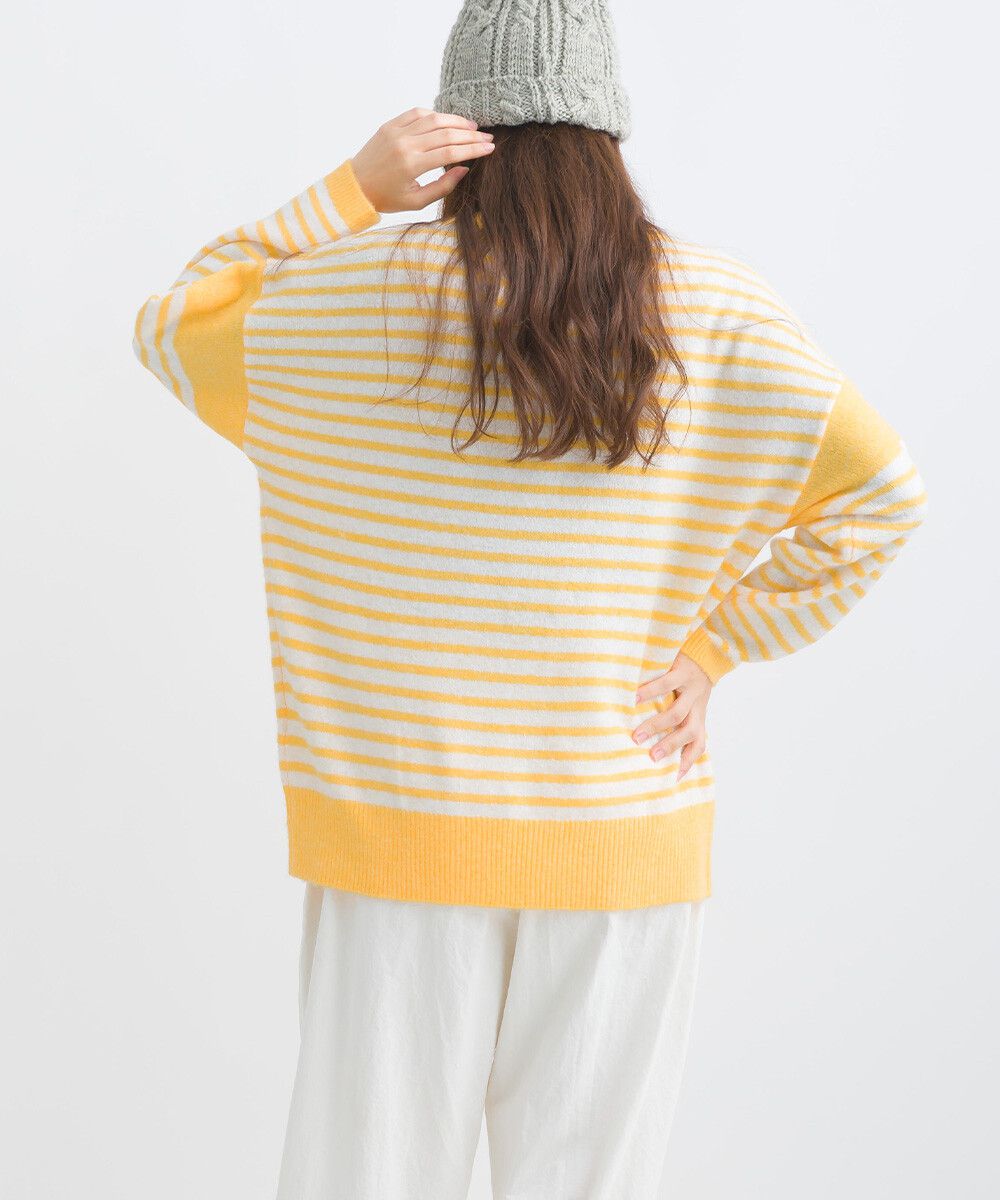 日本女裝代購 - 定番文青感條紋針織上衣-黃