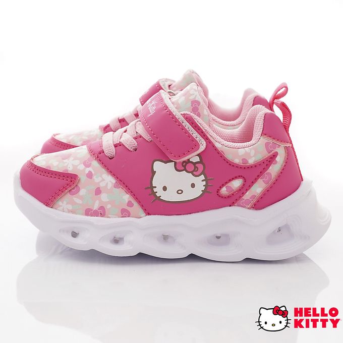 hello kitty 小花電燈炫亮款(中小童段)-休閒鞋-粉