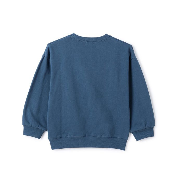 日本 b-ROOM - 100%棉 美式印花縮口大學長袖上衣-燕麥