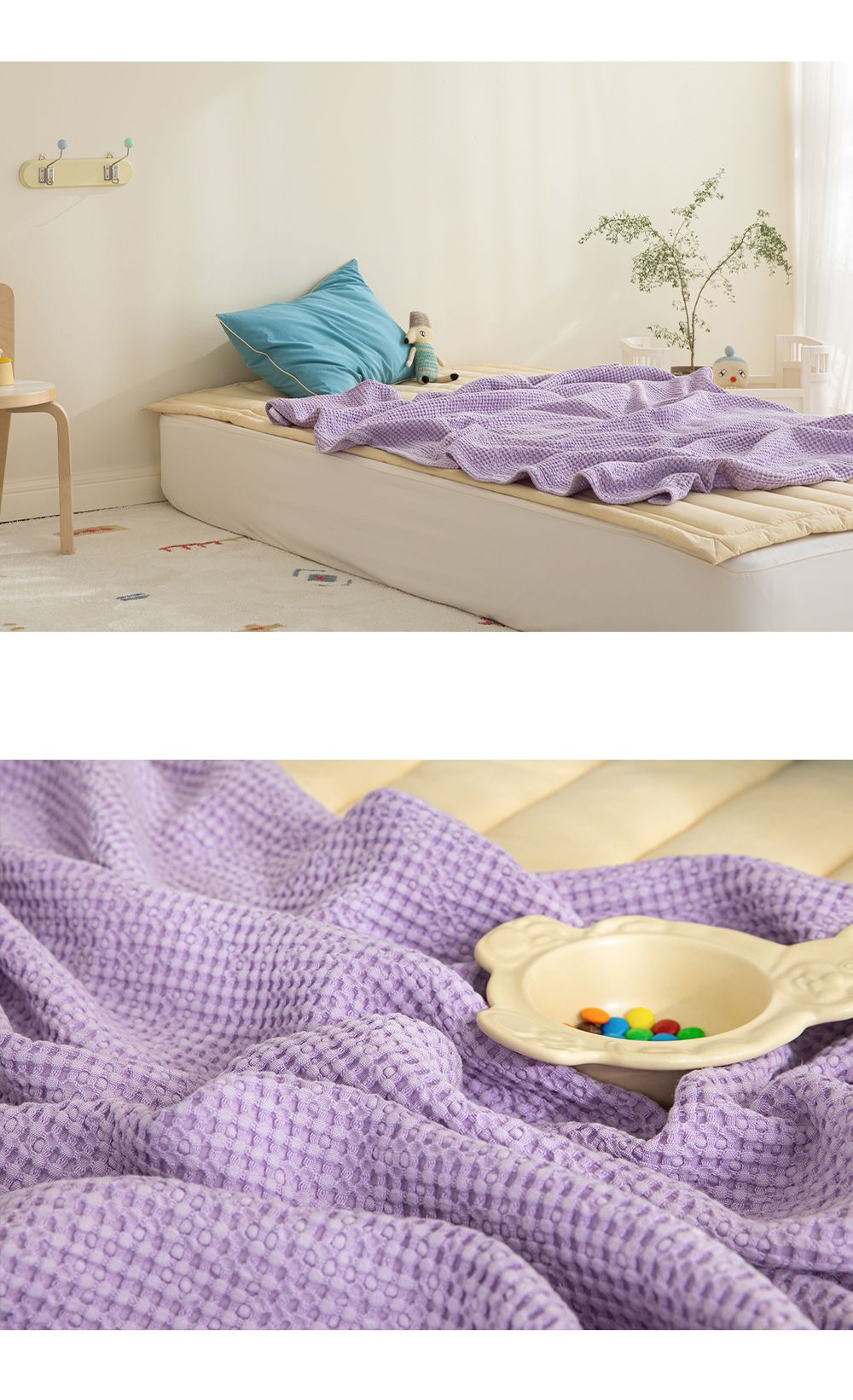 韓國 Maatila - (兒童款)天絲莫代爾鬆餅被毯-藍莓優格 (130X170cm)