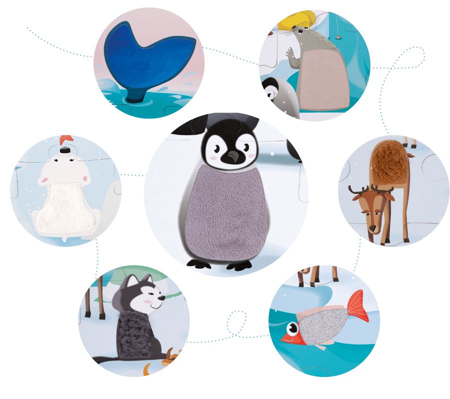 法國Janod - 幼兒觸覺拼圖-極地20pcs