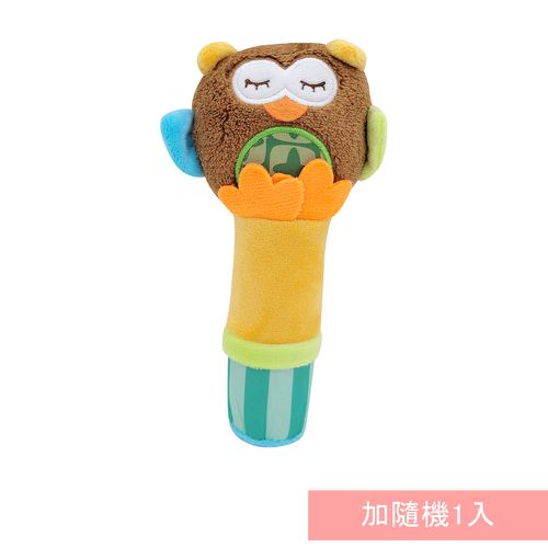 2入-JJOVCE嬰兒手搖鈴 多觸感動物玩具-貓頭鷹+隨機1入 (3.5*3.5*17 cm)