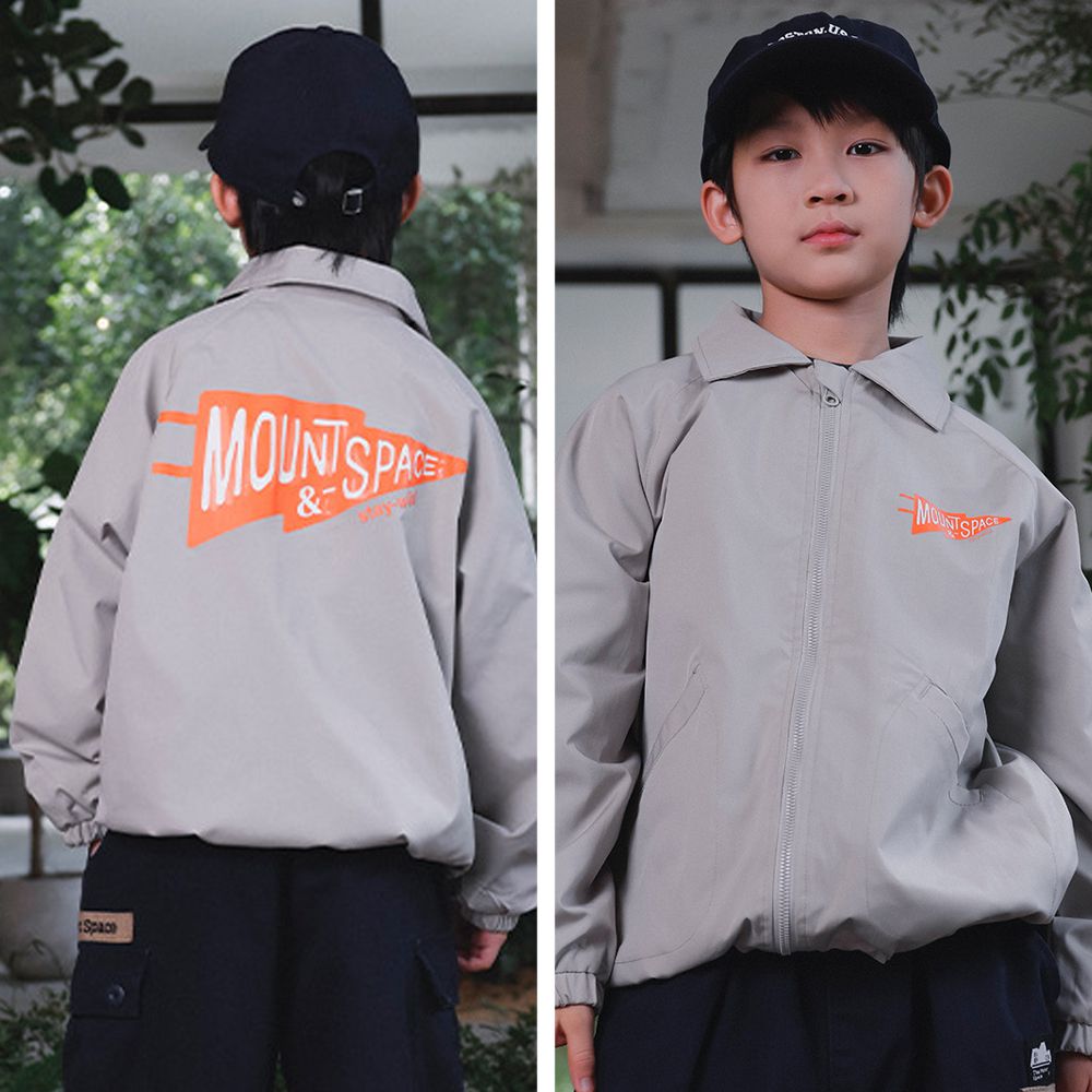 雙面穿工裝翻領防風外套-灰色