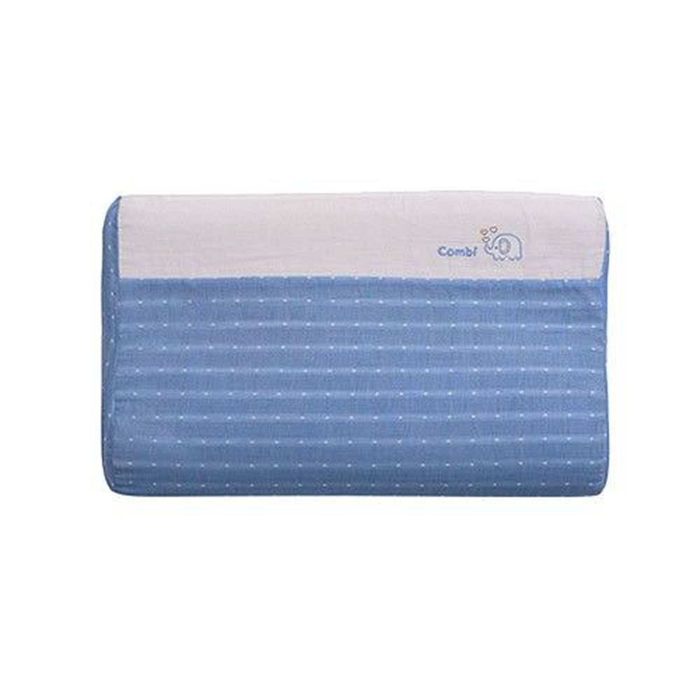 日本 Combi - 和風紗輕柔感透氣兒童護頸枕-枕心可水洗系列-藍色 (46.5x27.5x5.5-7.5cm)-6個月起