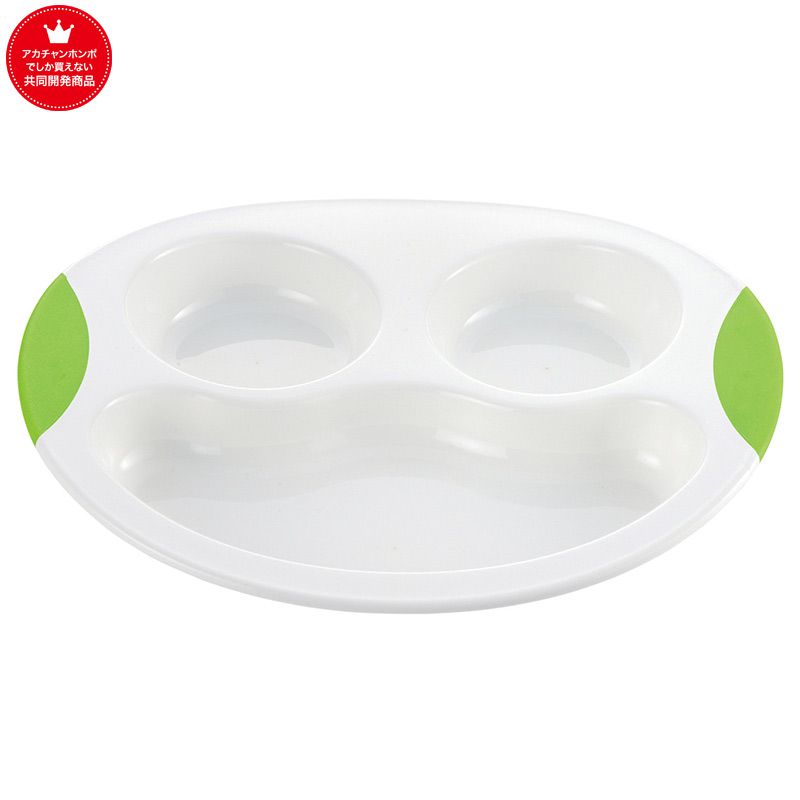 akachan honpo - TLI附吸盤餐盤 適合大口咬嚼期-綠色
