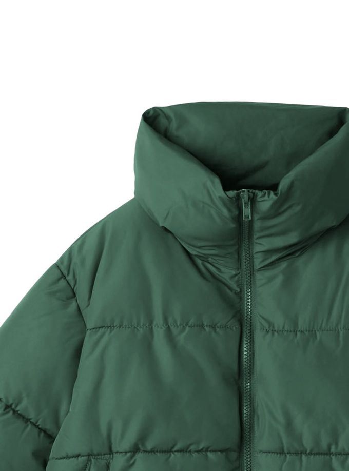 日本 GRL - 防風領百搭鋪棉短版外套-白 (F)