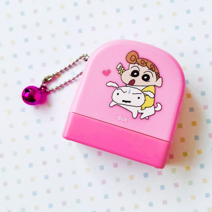 可愛卡通印章 - 彩盒連續章-蠟筆小新－小葵&小白(外殼粉)-紫 (3x1cm)