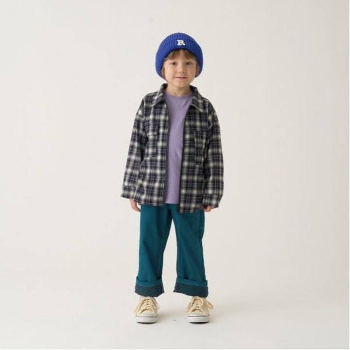 日本 b-ROOM - 經典格紋廓形長袖襯衫/夾克-綠