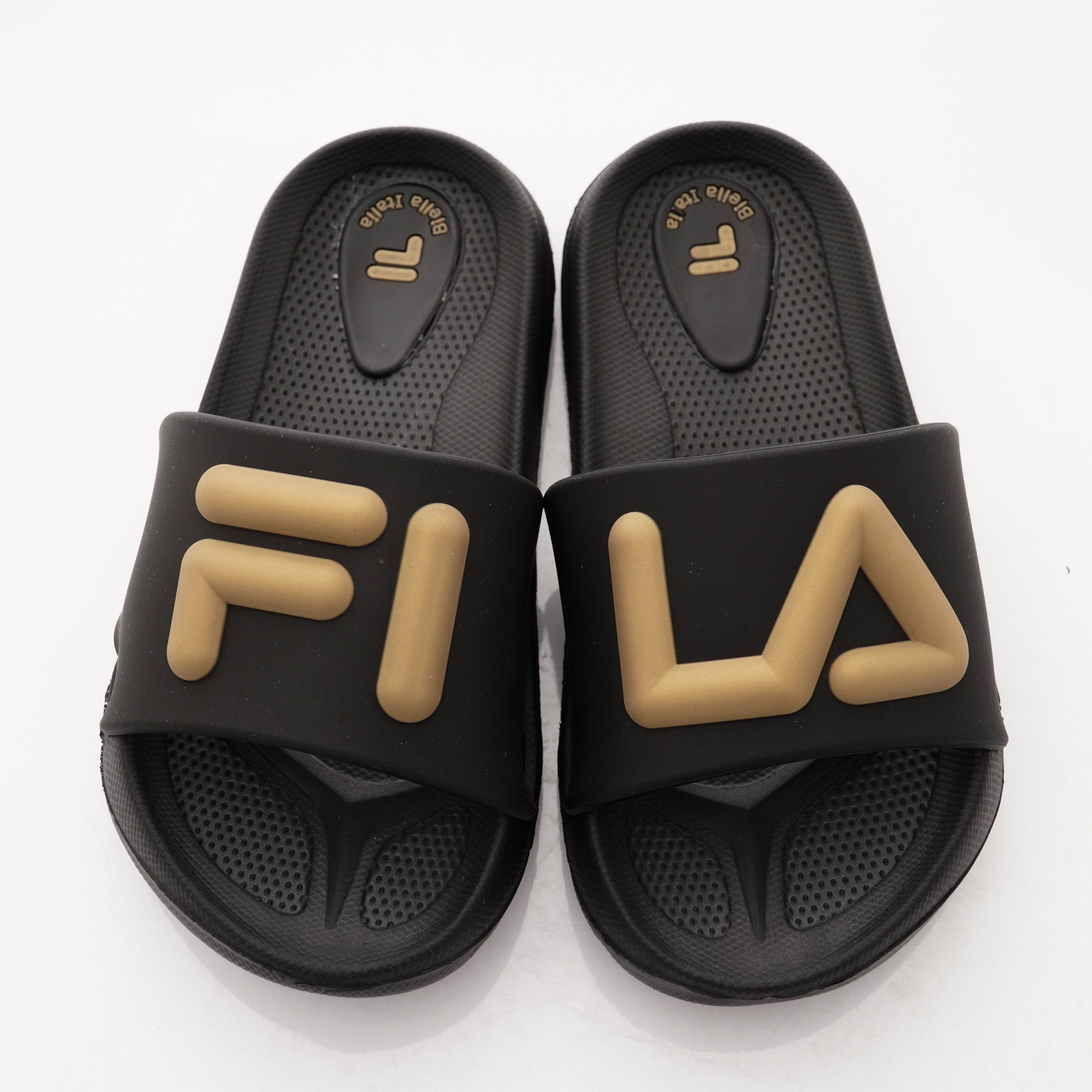 FILA - LOGO拖鞋款(中小童段)-黑金