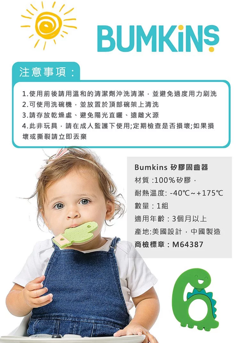 美國 Bumkins - 矽膠固齒器-仙人掌