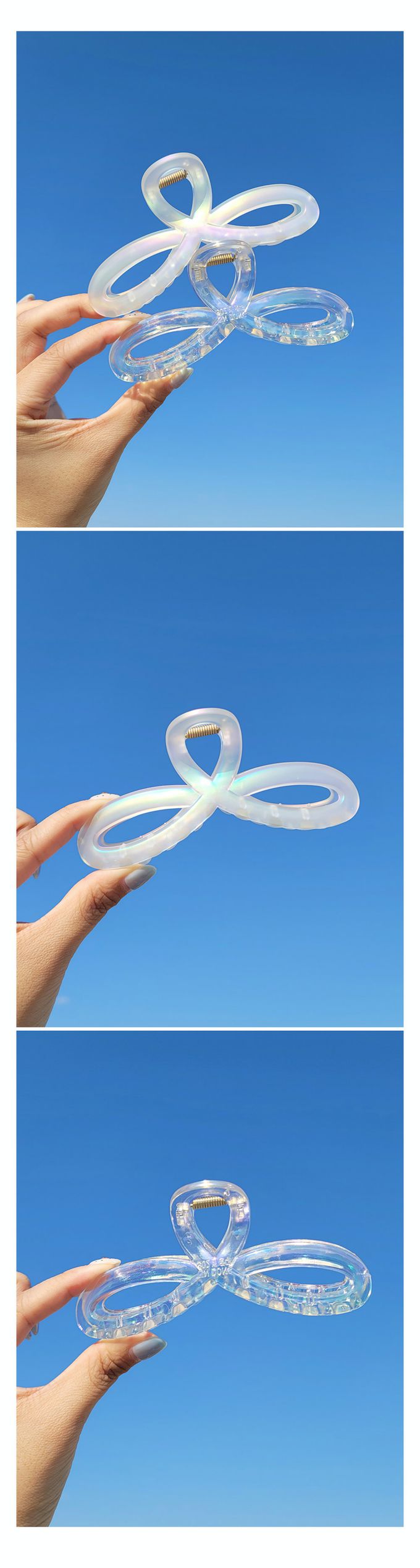 韓國 Soo&Soo - 歐若拉炫光髮夾-蝴蝶結-透明