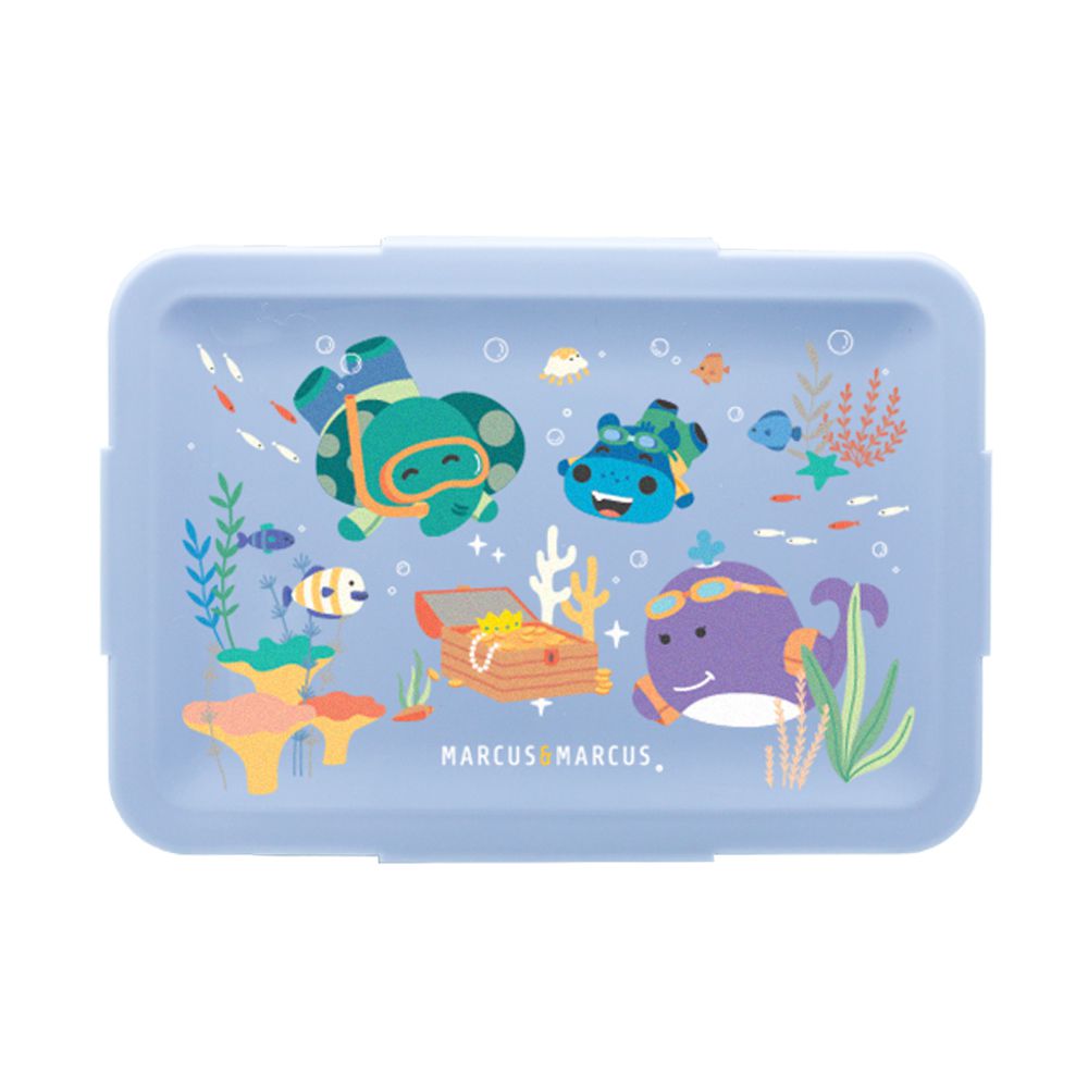 動物樂園輕巧分隔密封餐盒-藍